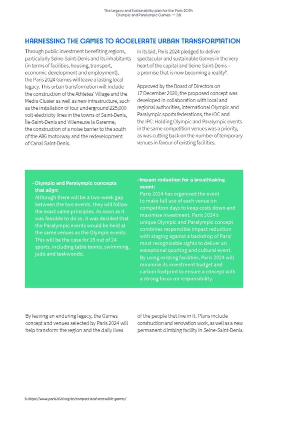 Paris 2024 The Legacy and Sustainability Plan - Page 38